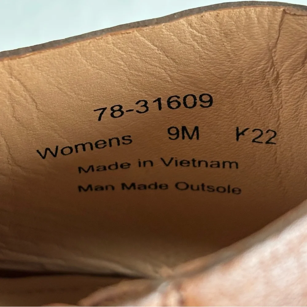 Johnston & Murphy Sandals Womens 9M Cognac Calfskin Evelyn Chain‎ Heeled Sandal